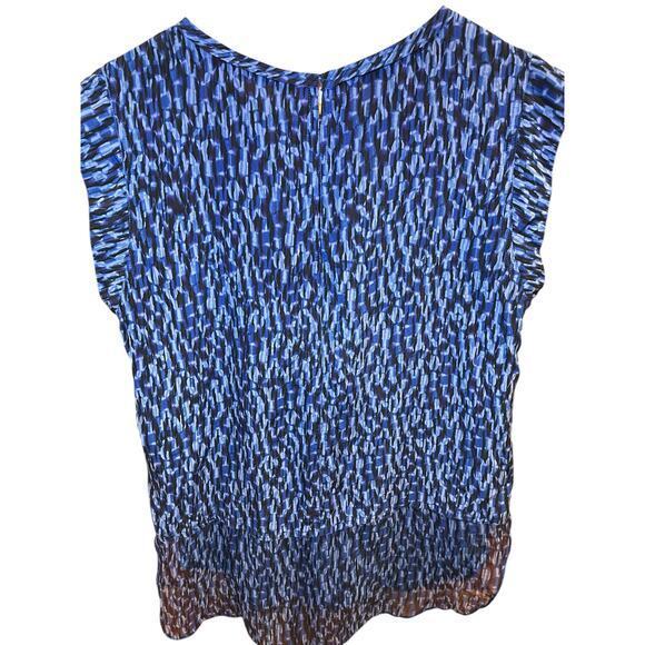 Rebecca Taylor Women Size 8 Sleeveless Keyhole High Low Blue 100% Silk Blouse‎ - Picture 8 of 13